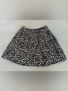 Kate Spade Black and White Animal Print Pleated Skirt Size 12